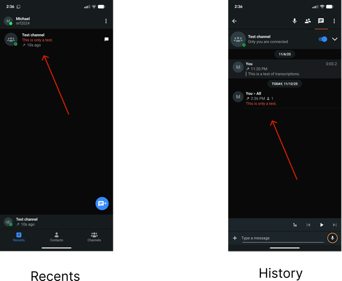 1 Recents and history message alerts