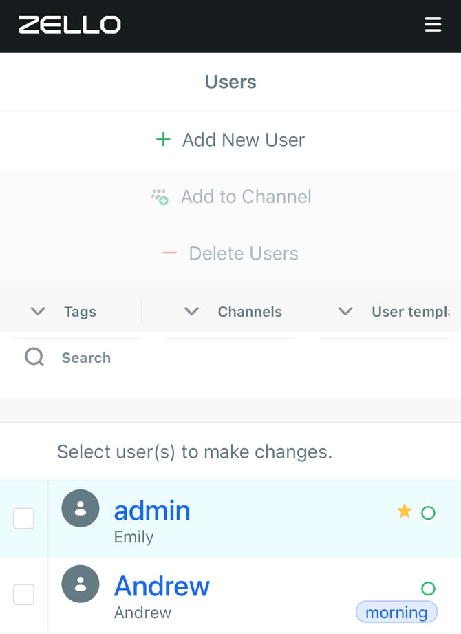 1 users tab