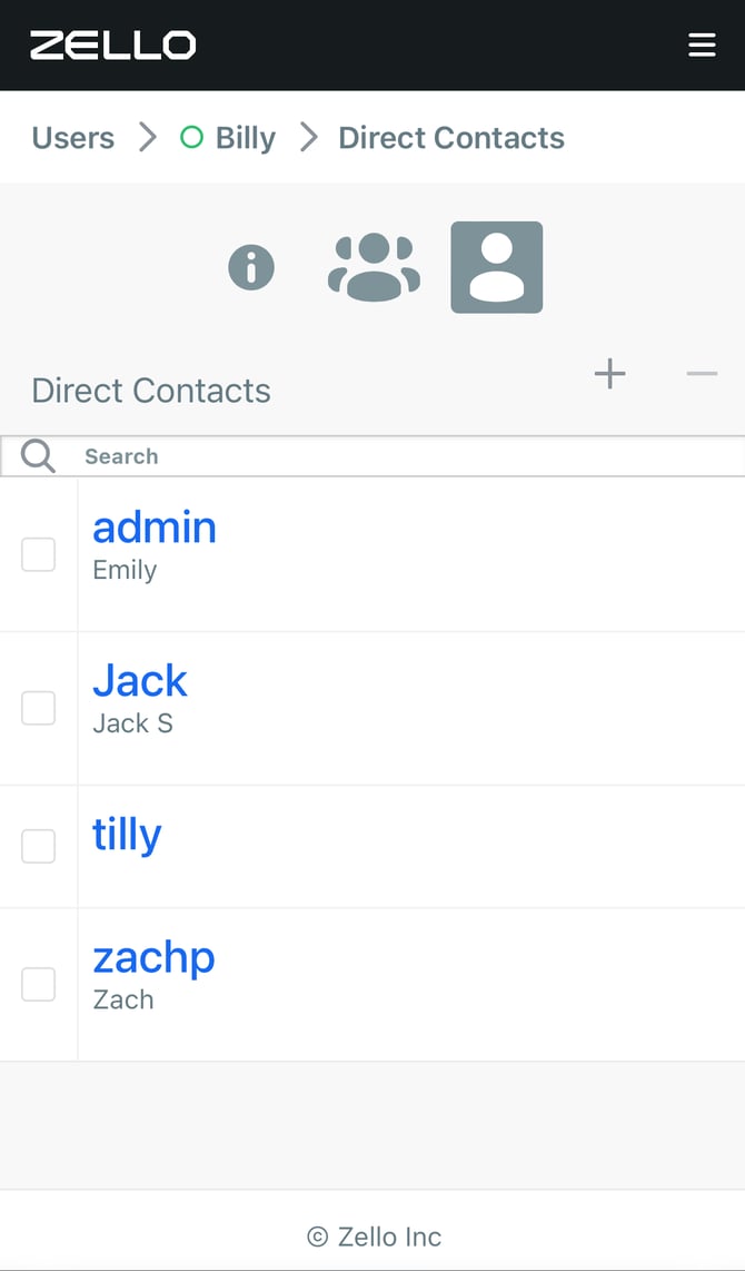 7 direct contacts ui