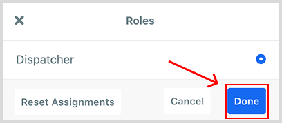 Change role and then select done