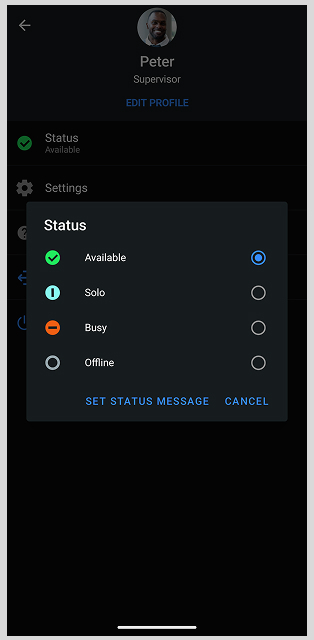 Choose status that you want on android