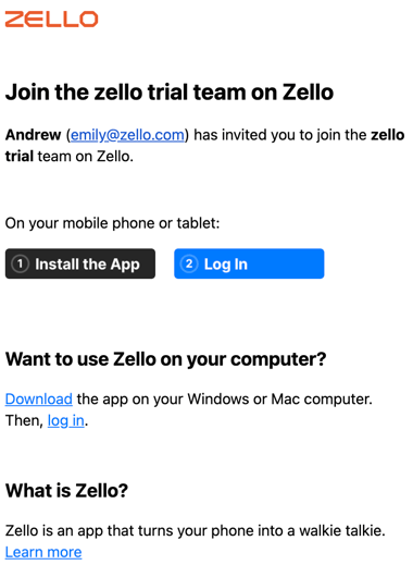 Email invite 1