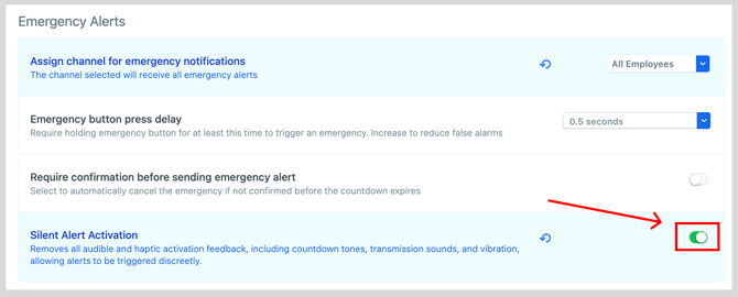 Enable Silent Alert Activation