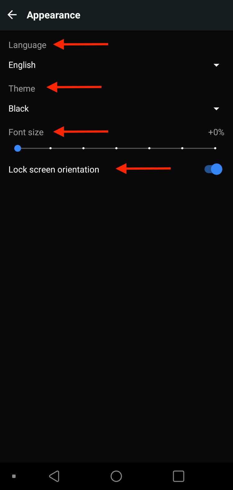 In-App Android Settings