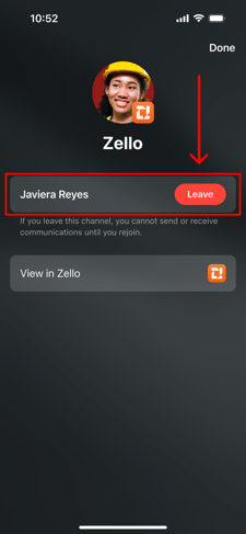 Leave button from HUD screen