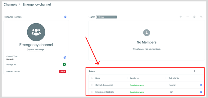Locate roles section to change emergency roles