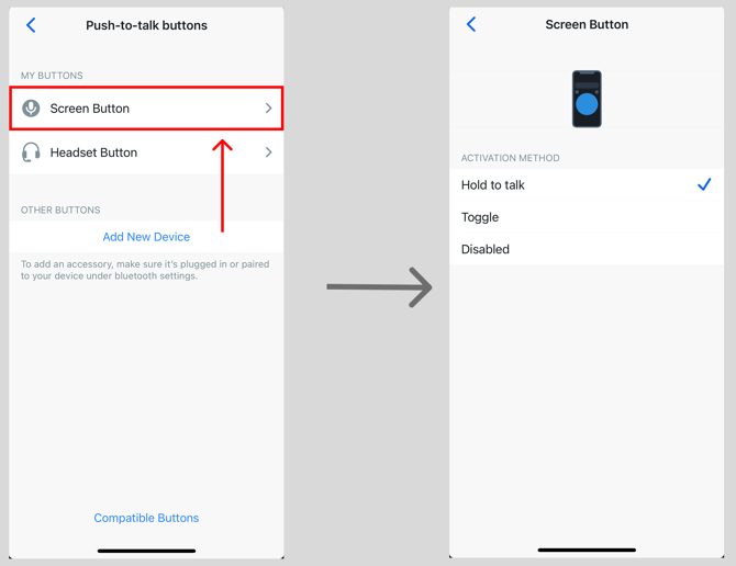 Screen button path