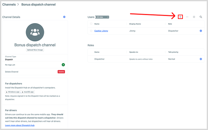 Select + near users pane