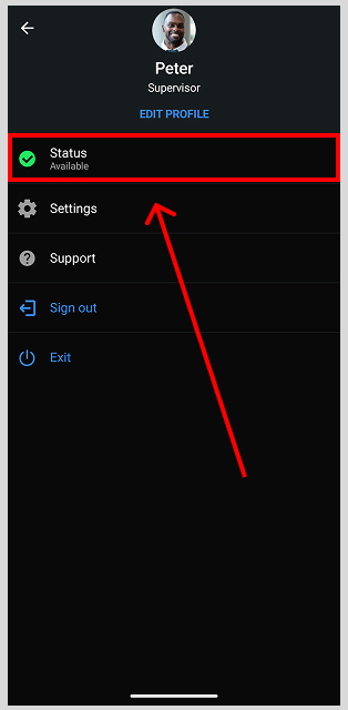 Select status on android