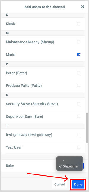 Select users to add