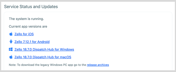 Service Status and Updates pane