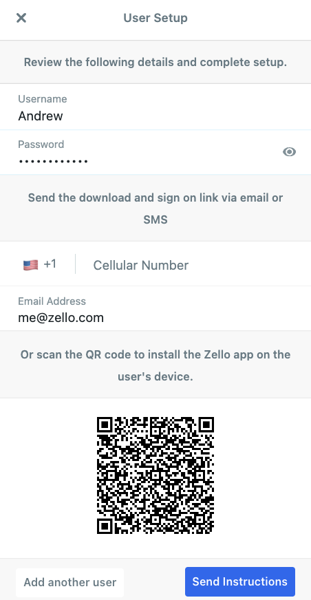 user set up with qr code