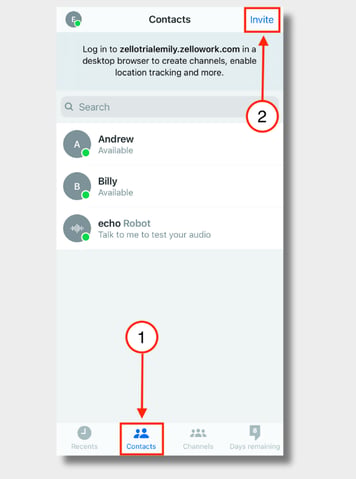 zw sign in contacts invite