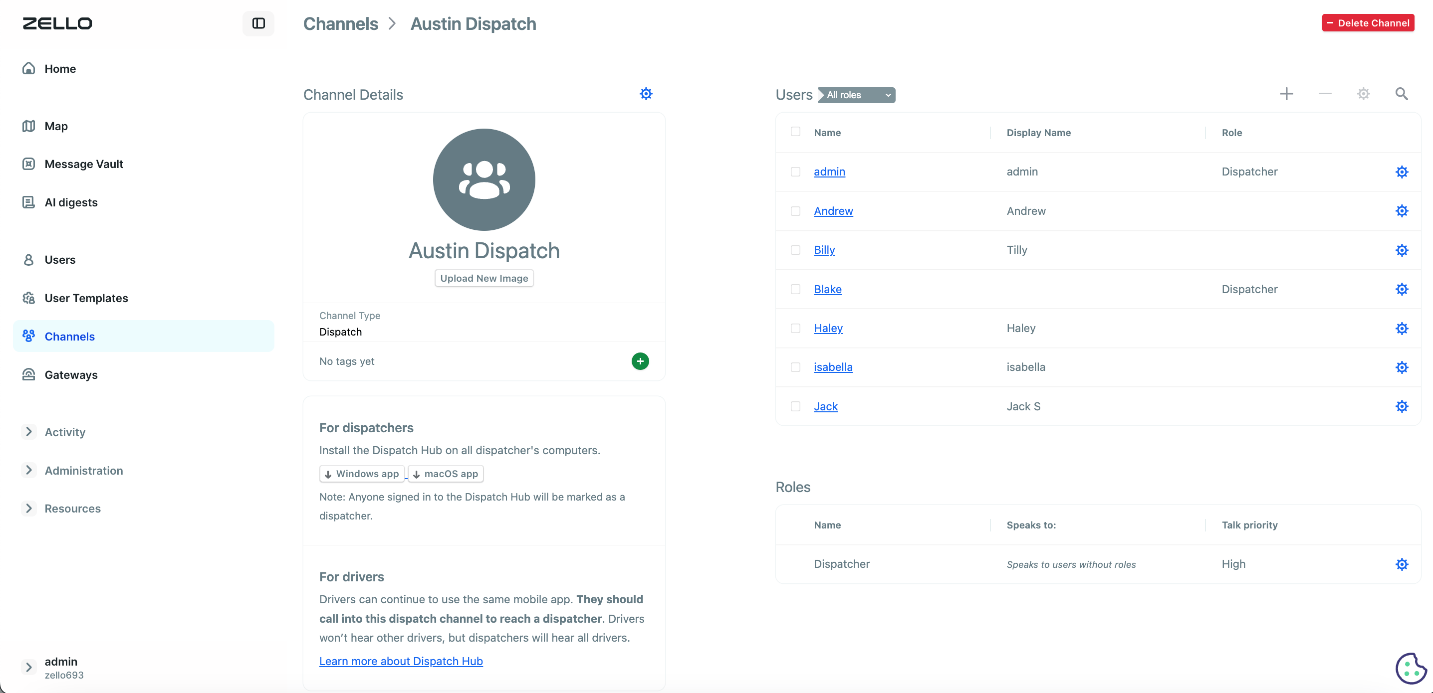 Updated Interface Channels Page