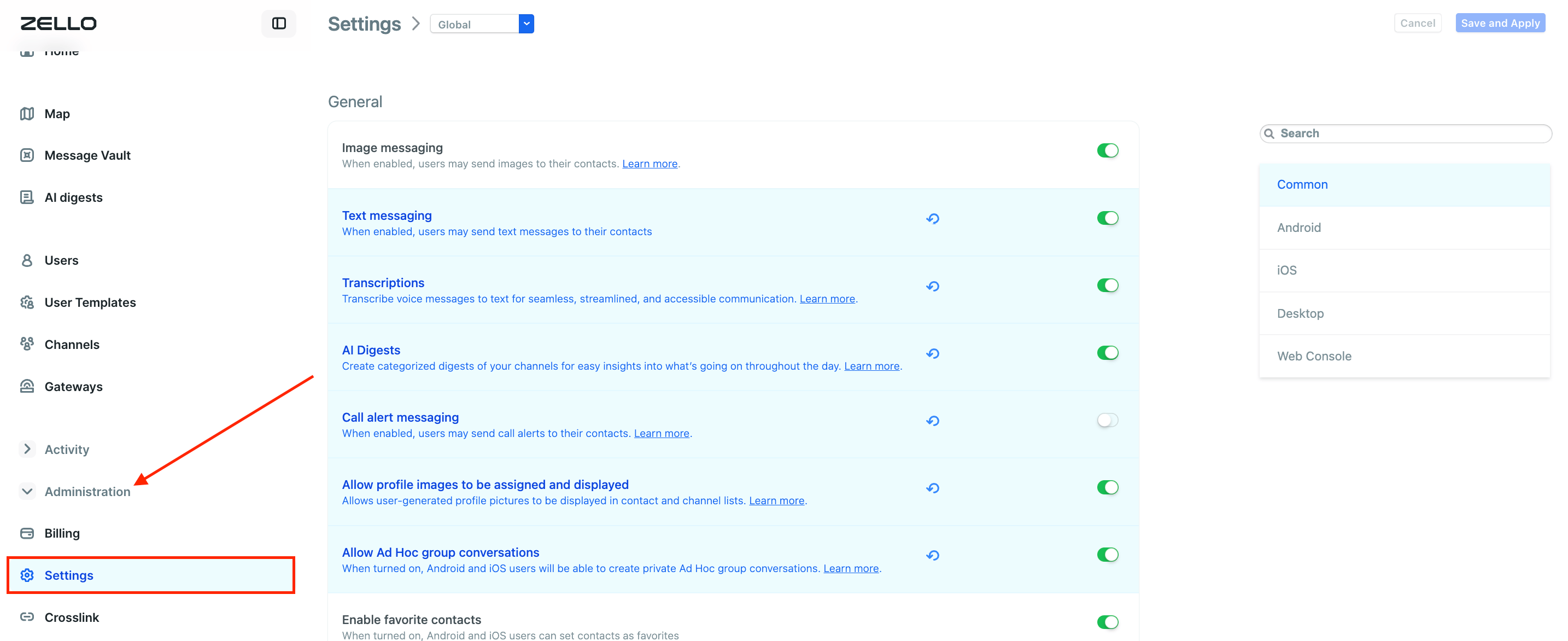 Updated Interface Settings